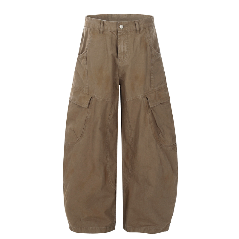 Washed Utility Balloon Cargo Pants | Wide Leg Street Fit