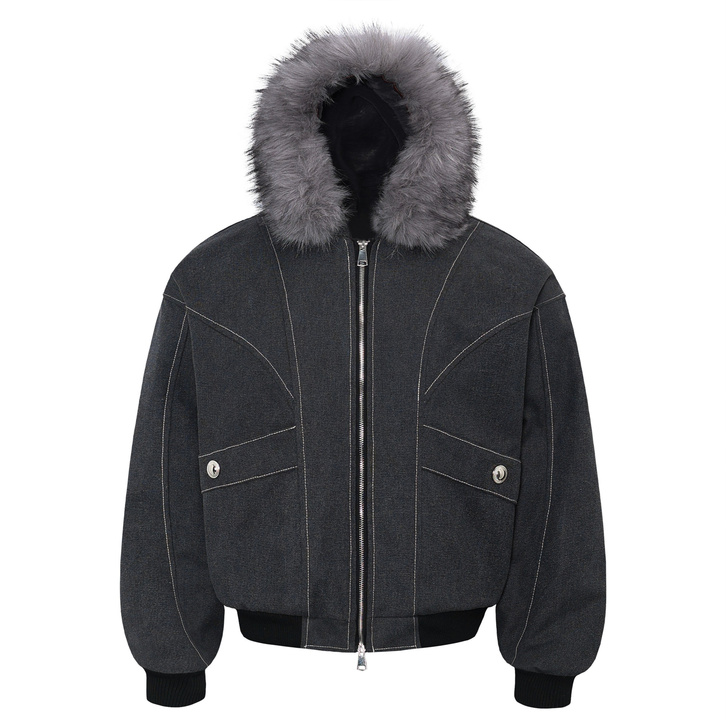 Omirad Fur-Hood Sculpted Bomber Jacket | Winter Streetwear