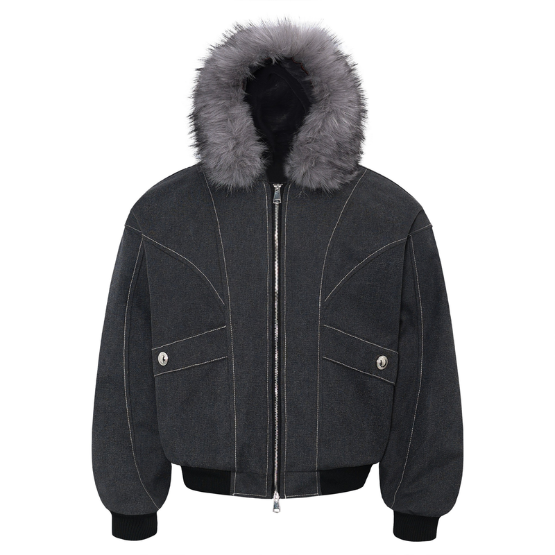 Omirad Fur-Hood Sculpted Bomber Jacket | Winter Streetwear