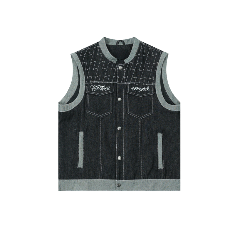 Omirad Vintage Racer Denim Vest | Biker Streetwear