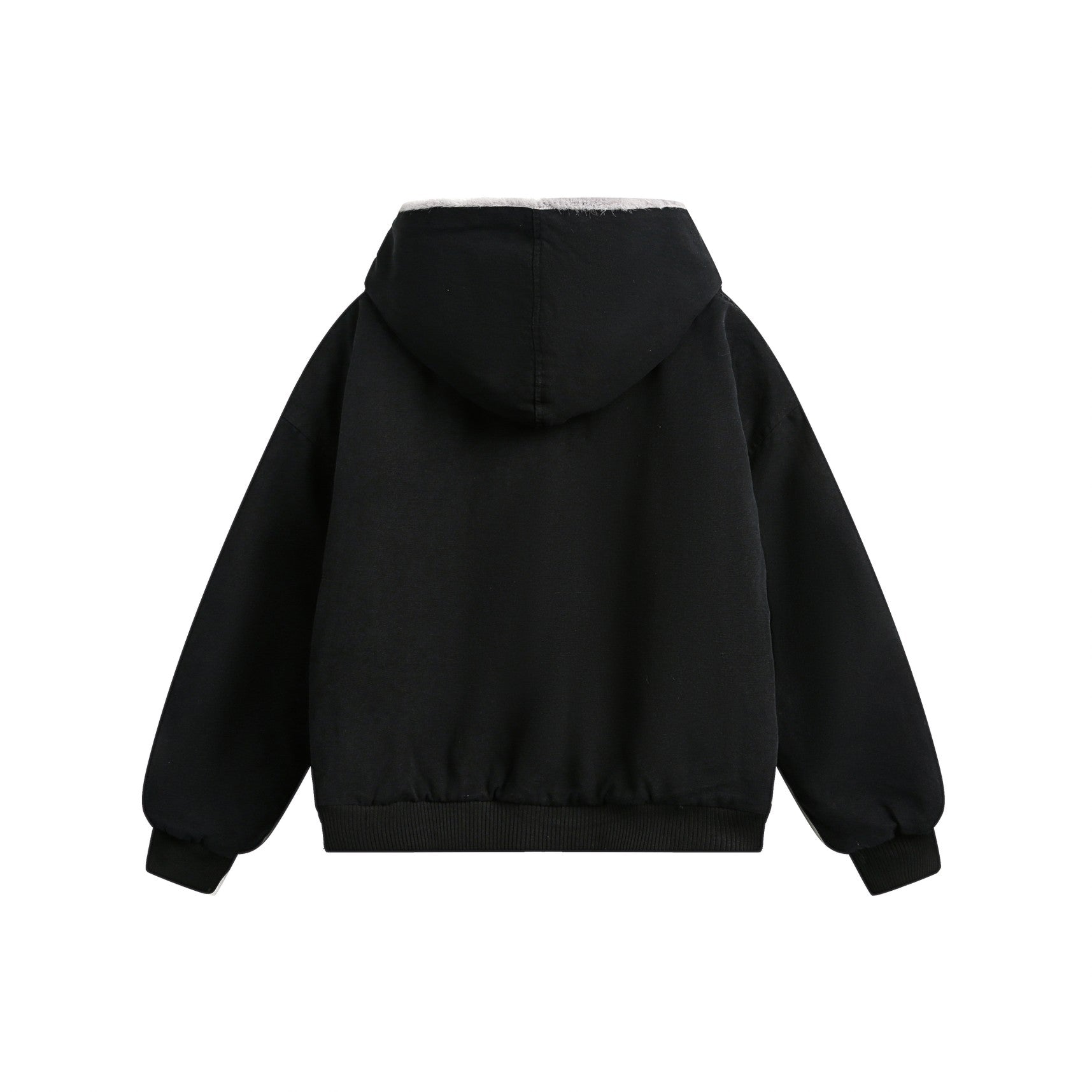 Faux Fur-Lined Hooded Bomber Jacket | Heavy Cotton Shell