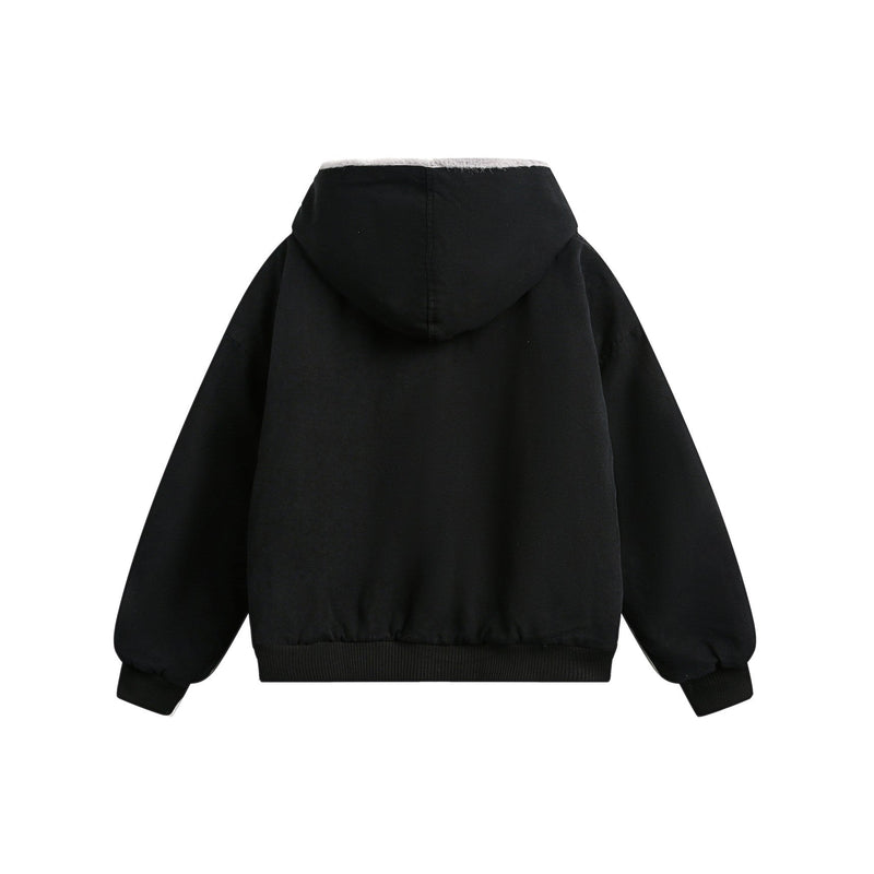 Faux Fur-Lined Hooded Bomber Jacket | Heavy Cotton Shell