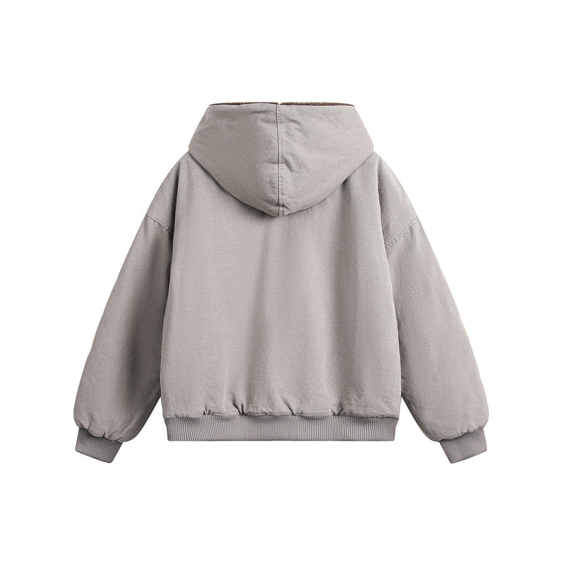 Faux Fur-Lined Hooded Bomber Jacket | Heavy Cotton Shell