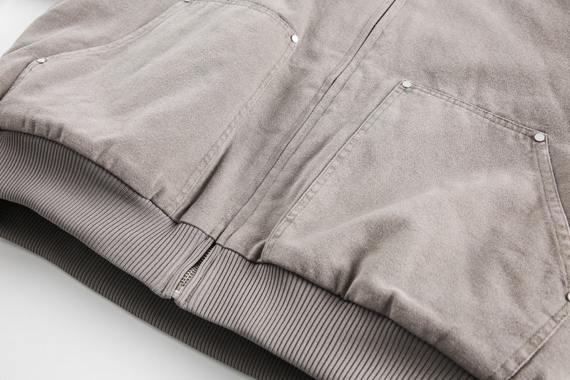 Faux Fur-Lined Hooded Bomber Jacket | Heavy Cotton Shell