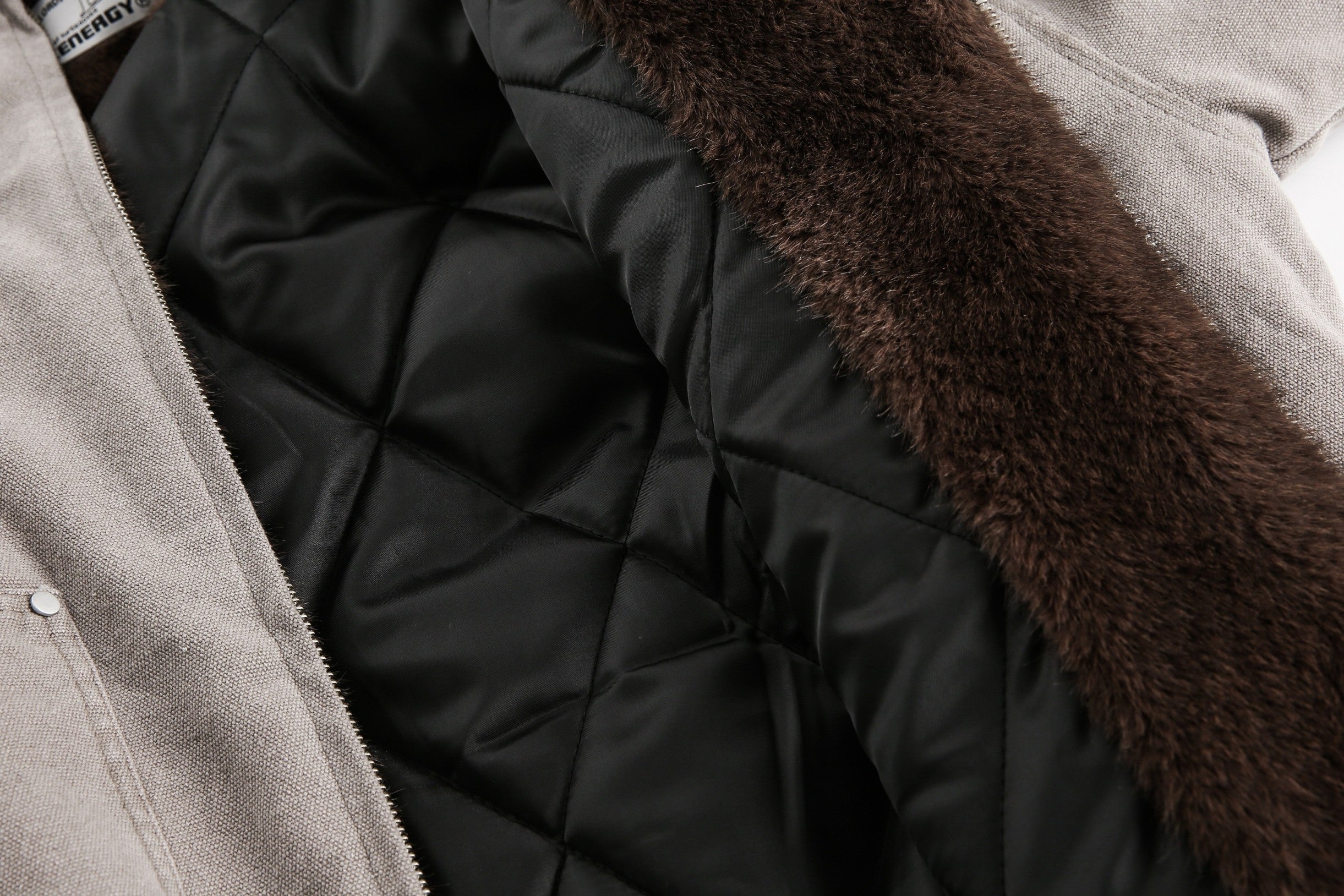 Faux Fur-Lined Hooded Bomber Jacket | Heavy Cotton Shell