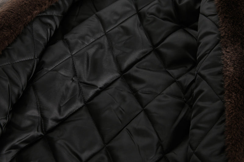 Faux Fur-Lined Hooded Bomber Jacket | Heavy Cotton Shell