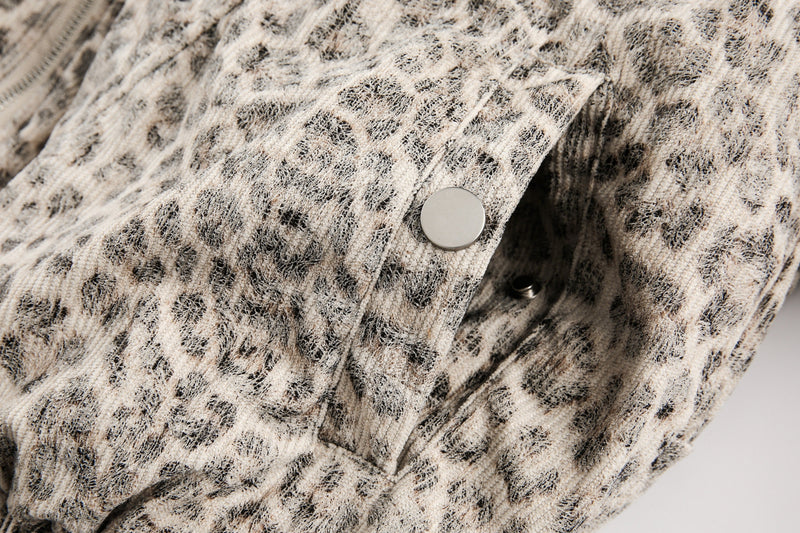 Leopard Print Fur-Trim Hooded Bomber Jacket | Omirad