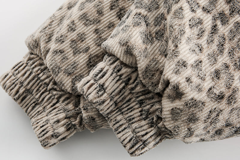 Leopard Print Fur-Trim Hooded Bomber Jacket | Omirad