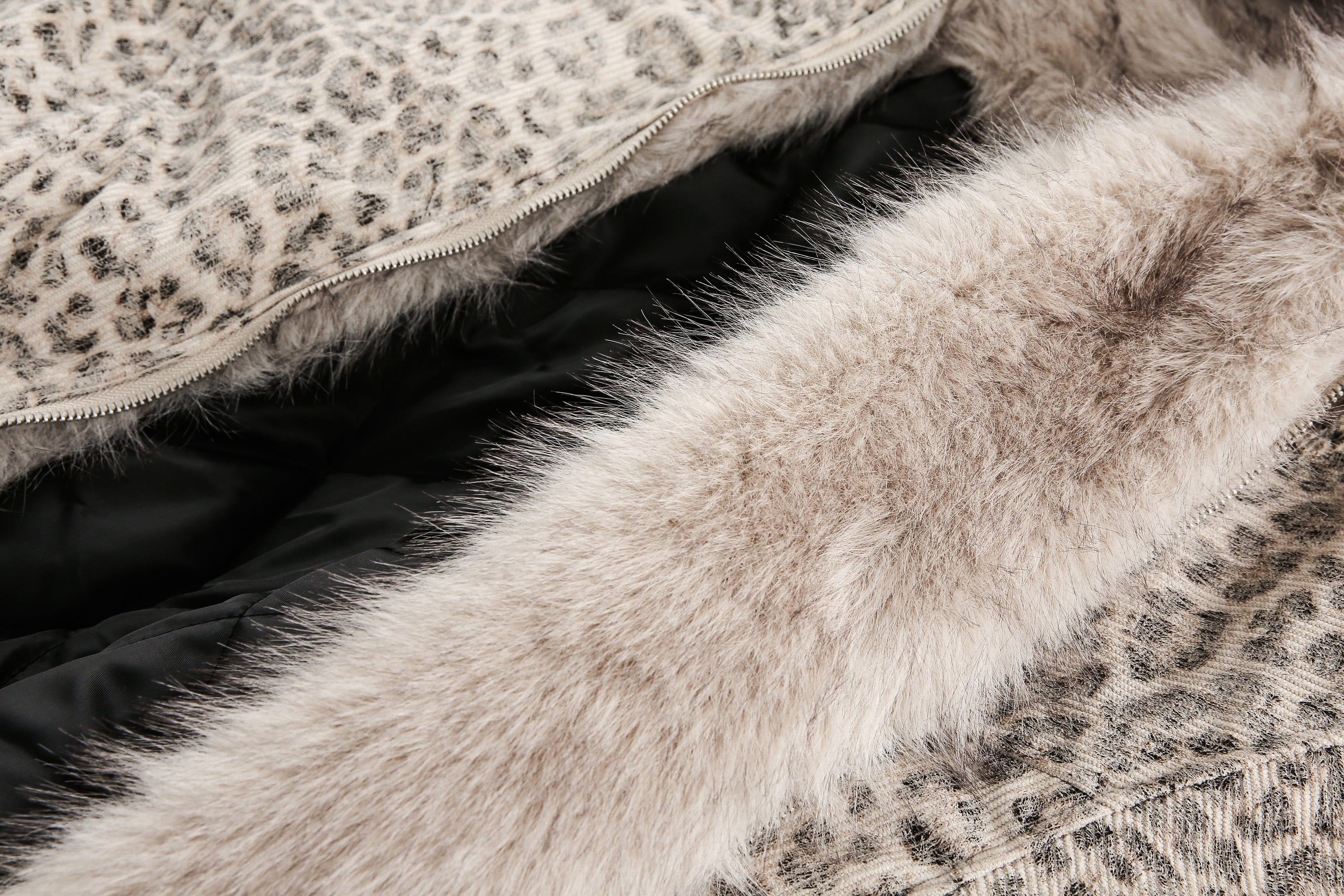 Leopard Print Fur-Trim Hooded Bomber Jacket | Omirad