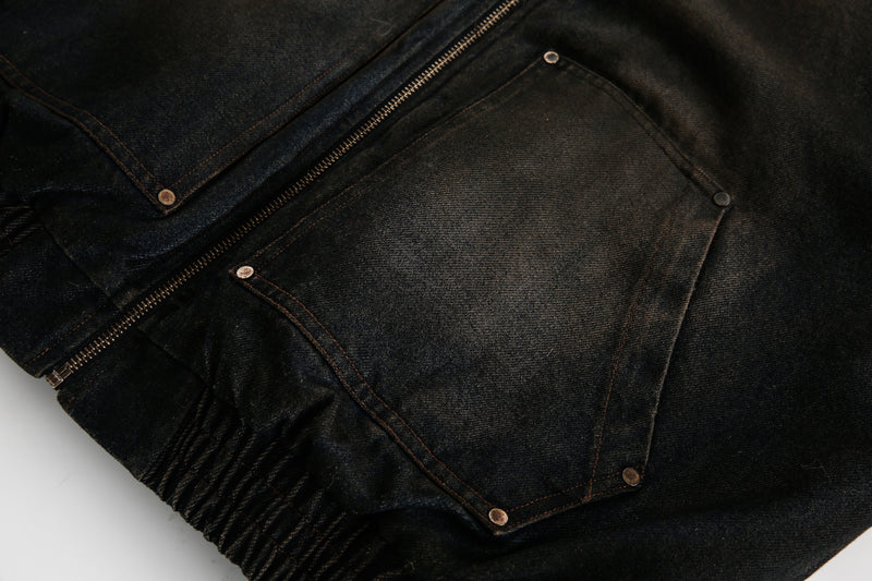 Fur-Lined Washed Hooded Bomber Jacket | Winter Streetwear