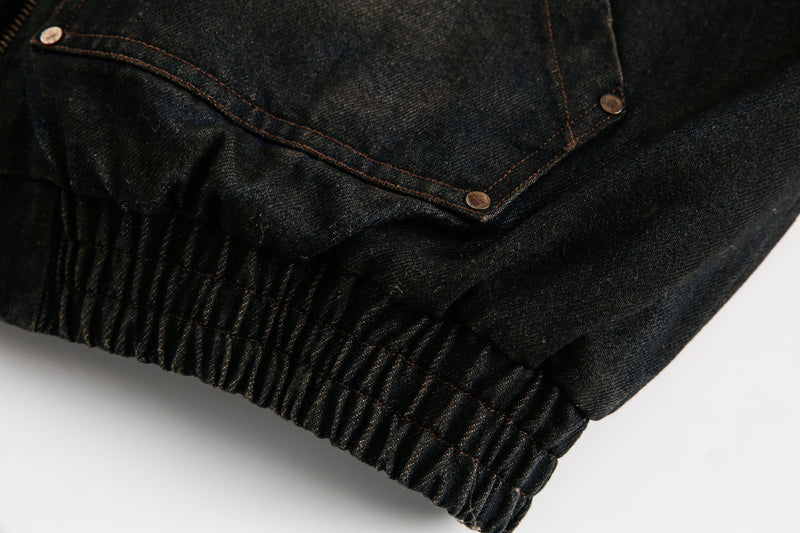 Fur-Lined Washed Hooded Bomber Jacket | Winter Streetwear