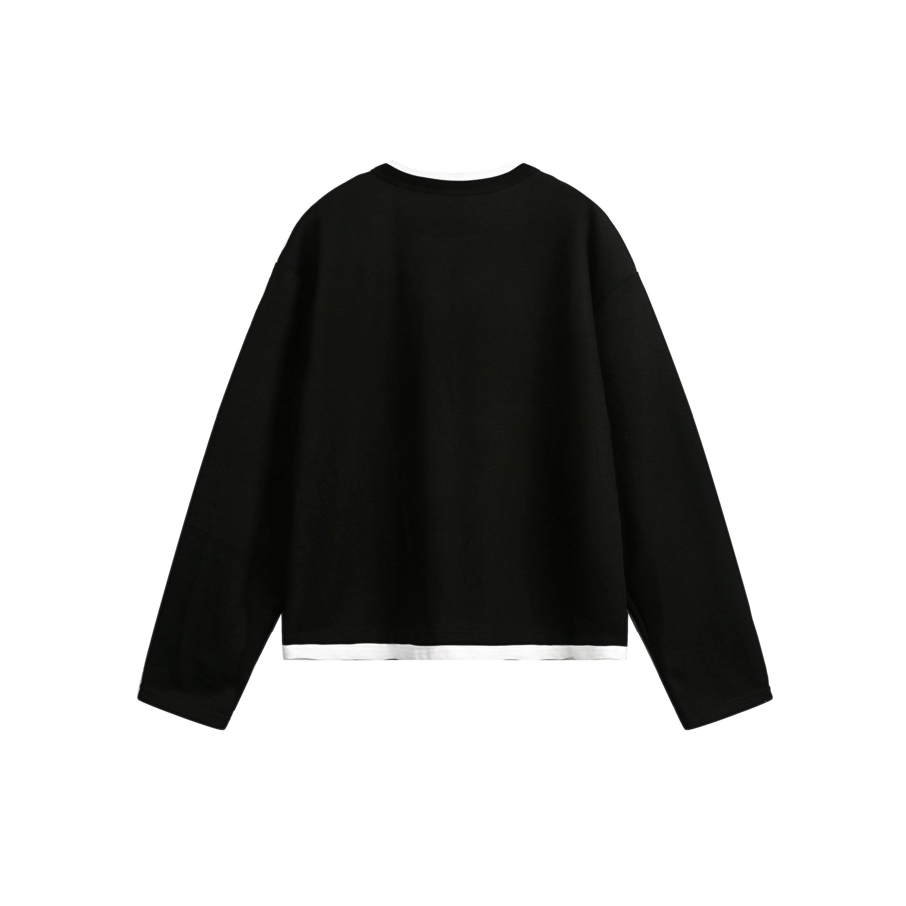Star Panel Cropped Cotton Long-Sleeve Sweatshirt | SEAKOFF