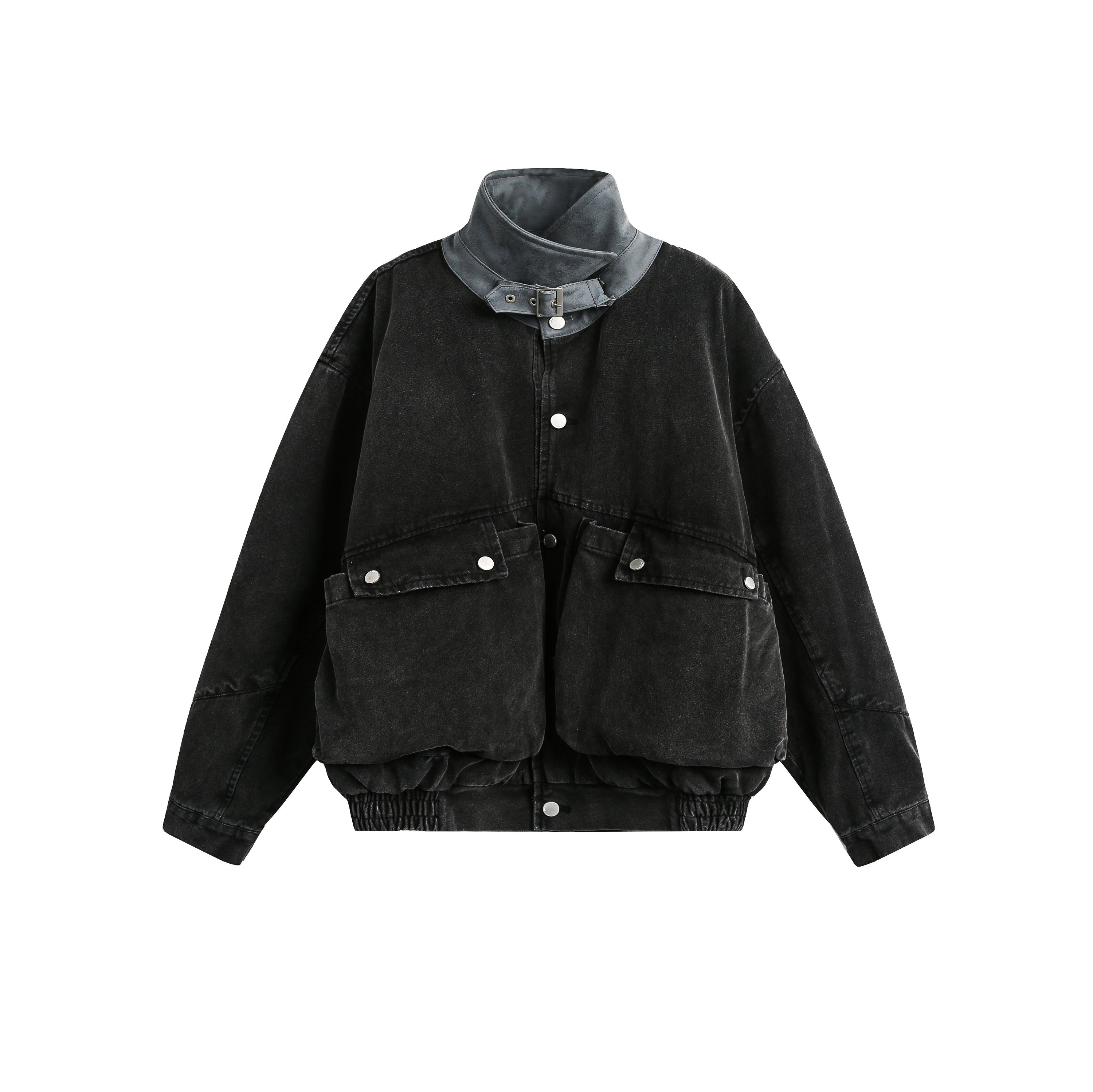 High-Neck Utility Cotton Jacket | Industrial Streetwear