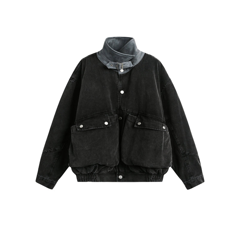 High-Neck Utility Cotton Jacket | Industrial Streetwear