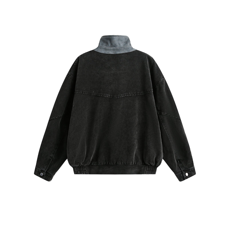 High-Neck Utility Cotton Jacket | Industrial Streetwear