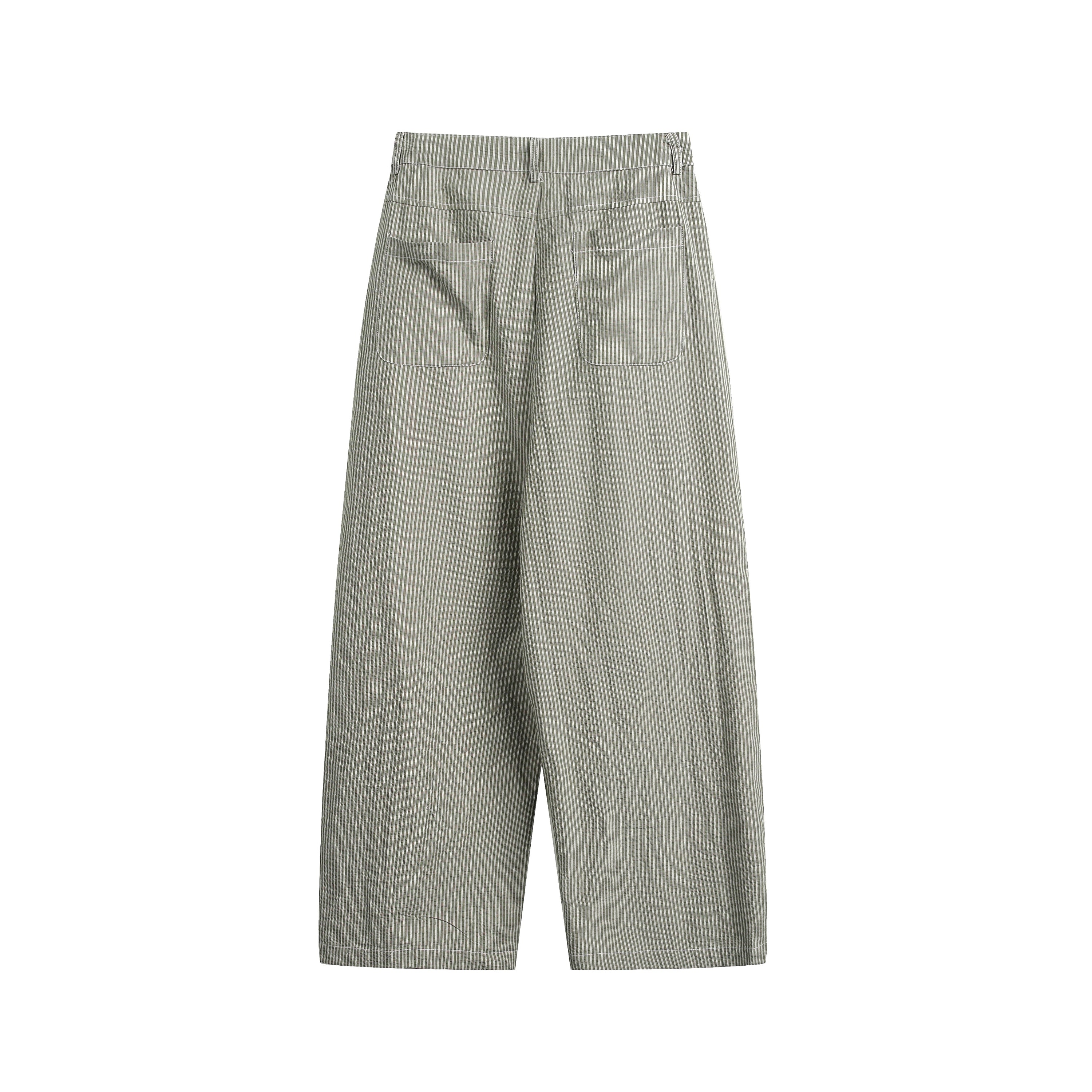Omirad Pinstripe Wide-Leg Cotton Pants | Relaxed Fit