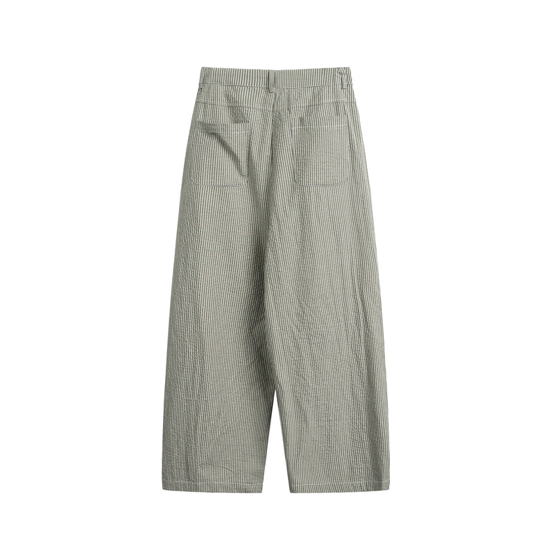 Omirad Pinstripe Wide-Leg Cotton Pants | Relaxed Fit
