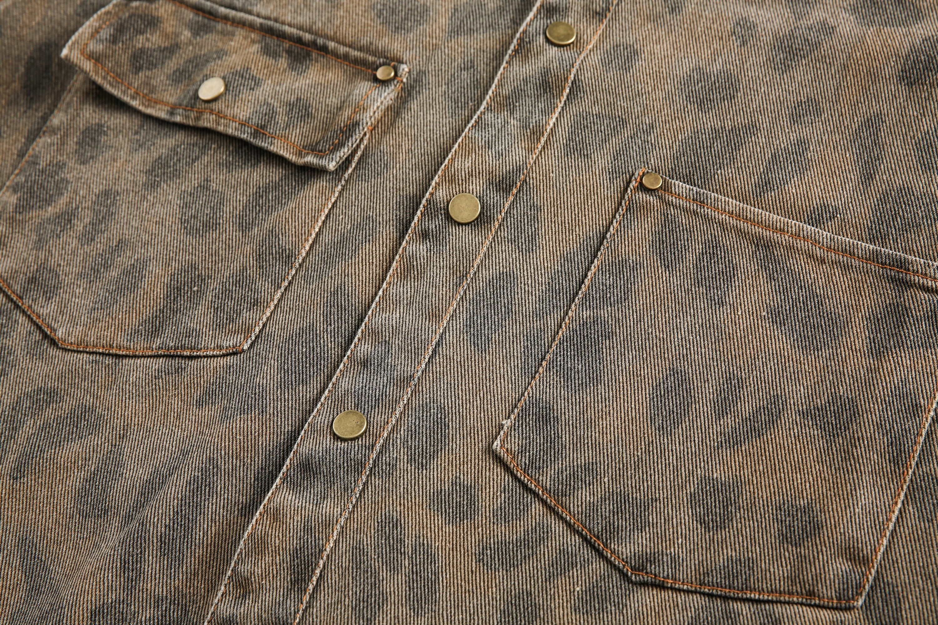 Leopard Washed Denim Shirt Jacket | Vintage Streetwear