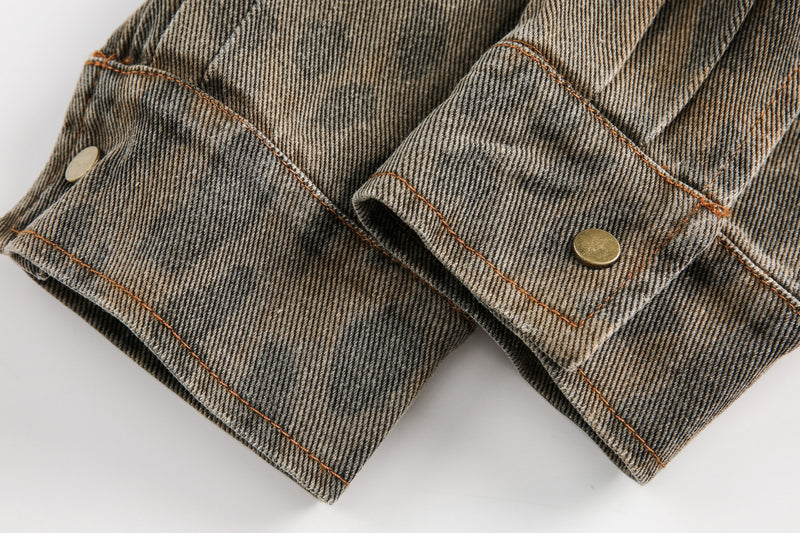 Leopard Washed Denim Shirt Jacket | Vintage Streetwear