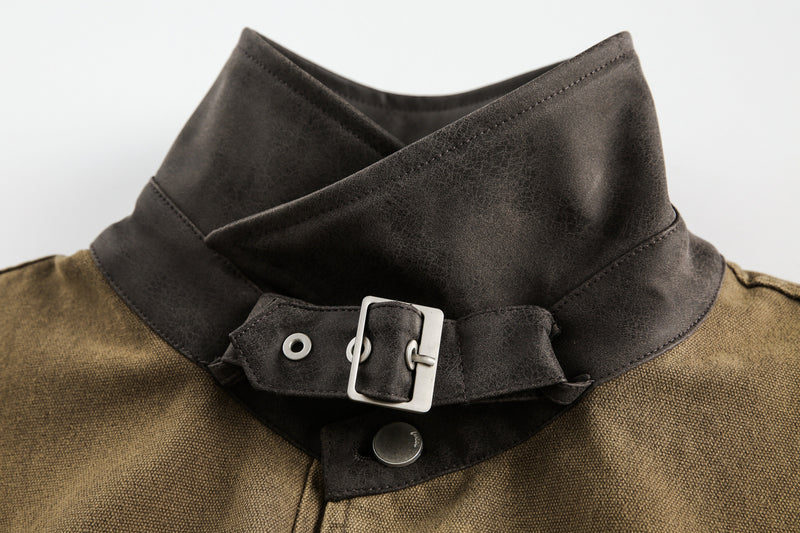 High-Neck Utility Cotton Jacket | Industrial Streetwear