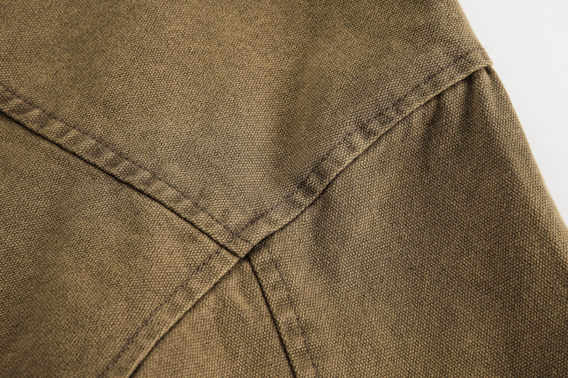 High-Neck Utility Cotton Jacket | Industrial Streetwear