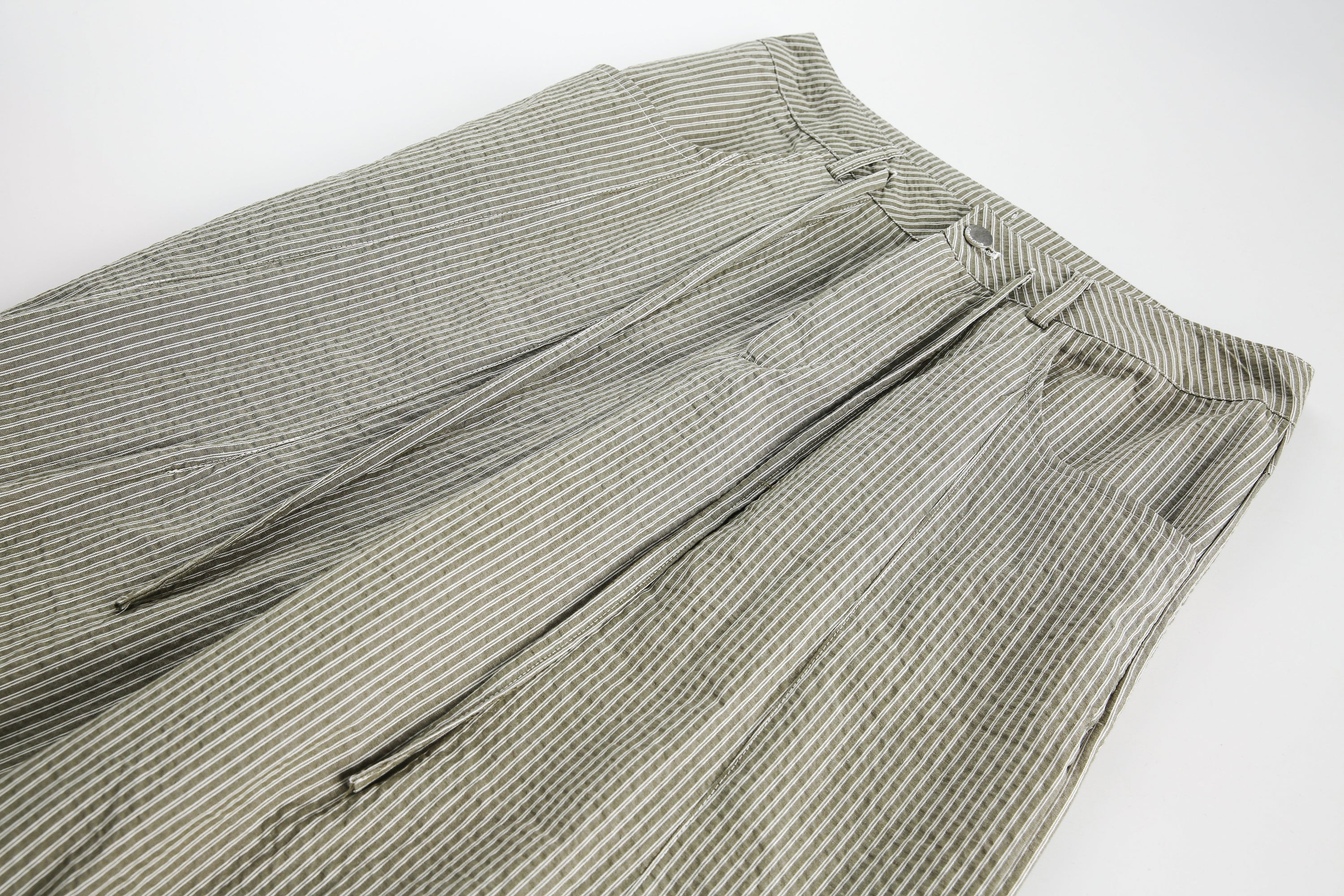 Omirad Pinstripe Wide-Leg Cotton Pants | Relaxed Fit