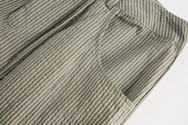 Omirad Pinstripe Wide-Leg Cotton Pants | Relaxed Fit