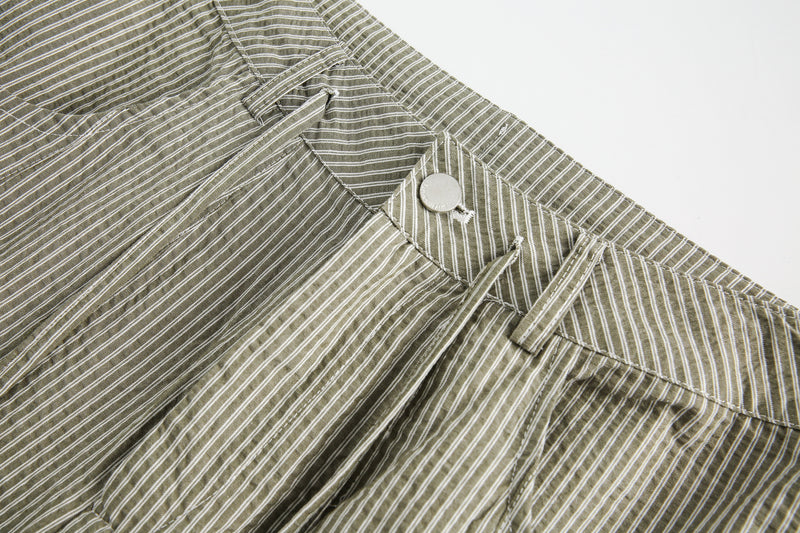 Omirad Pinstripe Wide-Leg Cotton Pants | Relaxed Fit