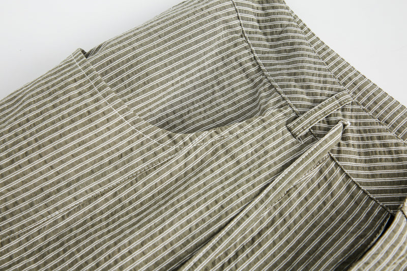 Omirad Pinstripe Wide-Leg Cotton Pants | Relaxed Fit