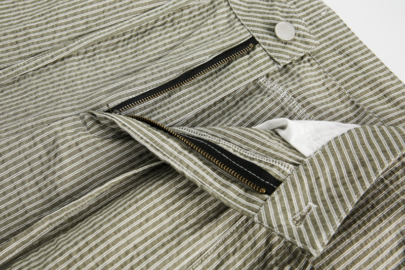 Omirad Pinstripe Wide-Leg Cotton Pants | Relaxed Fit