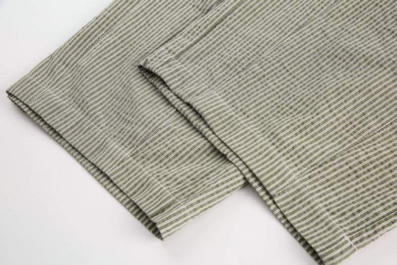 Omirad Pinstripe Wide-Leg Cotton Pants | Relaxed Fit