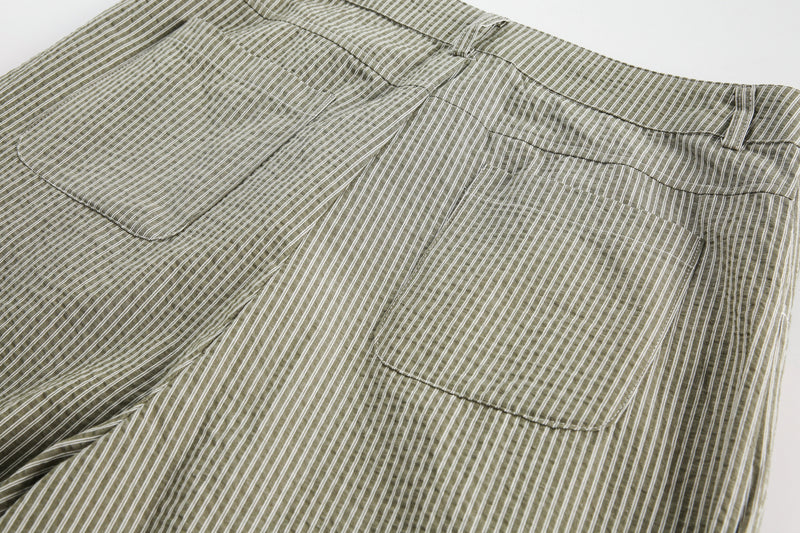 Omirad Pinstripe Wide-Leg Cotton Pants | Relaxed Fit