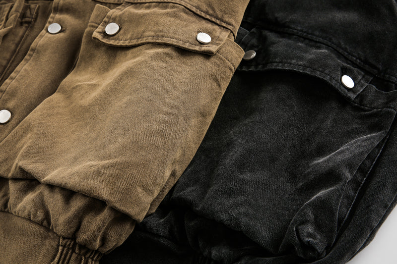 High-Neck Utility Cotton Jacket | Industrial Streetwear