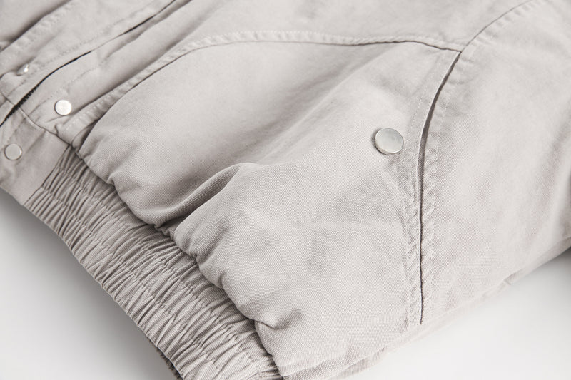 Oversized Faux Fur-Trim Hooded Cropped Bomber Jacket