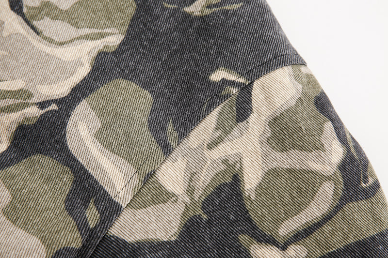 Camo Faux Fur-Lined Hooded Bomber Jacket | 100% Cotton