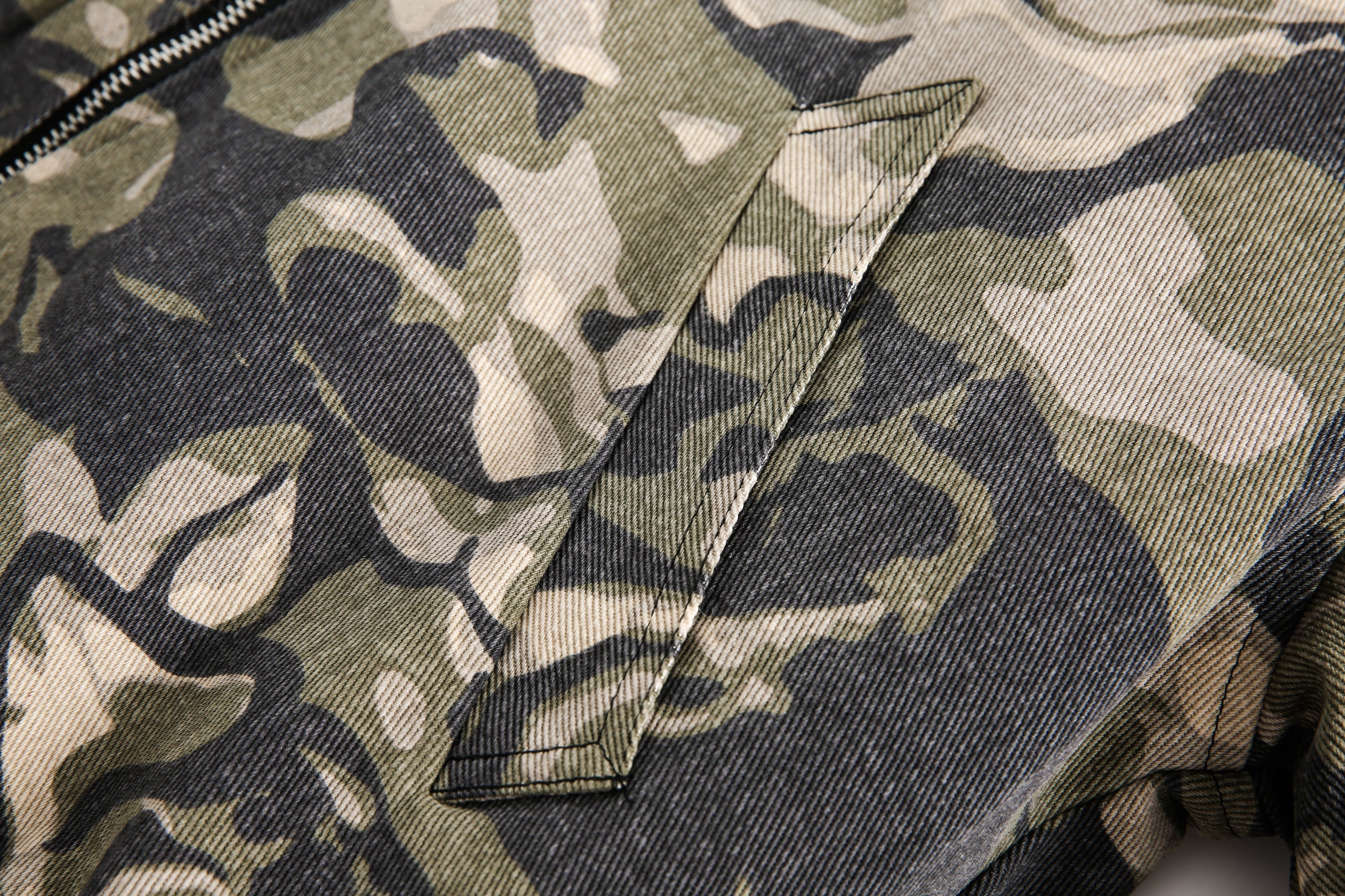 Camo Faux Fur-Lined Hooded Bomber Jacket | 100% Cotton