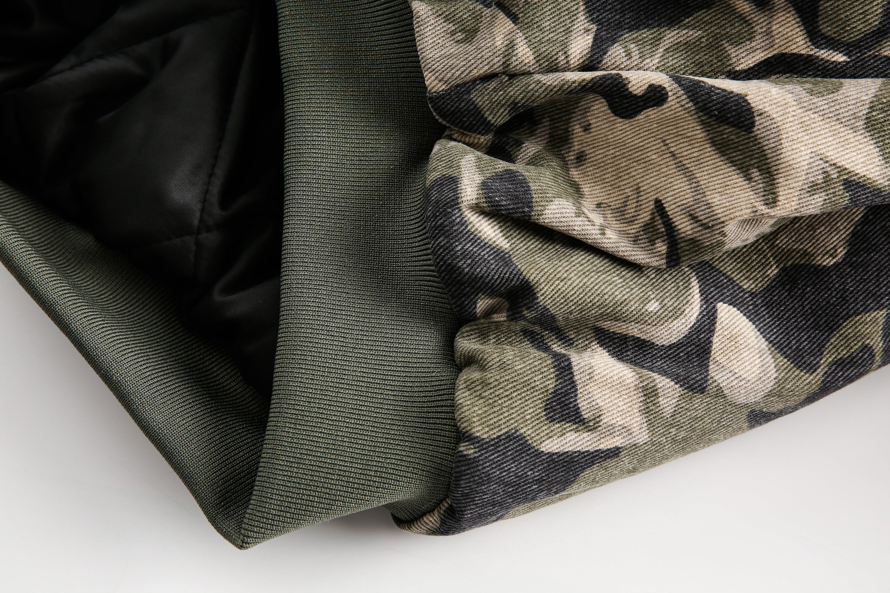 Camo Faux Fur-Lined Hooded Bomber Jacket | 100% Cotton