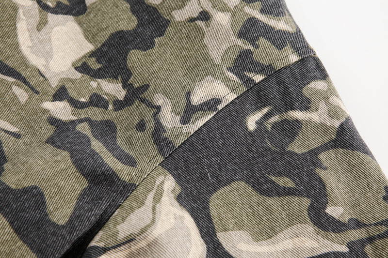 Camo Faux Fur-Lined Hooded Bomber Jacket | 100% Cotton