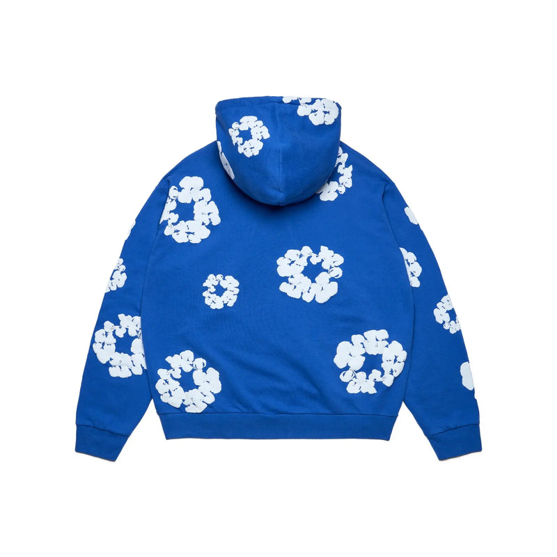 Denim Tears Cotton Wreath Puff Print Zip-Up Hoodie – Blau