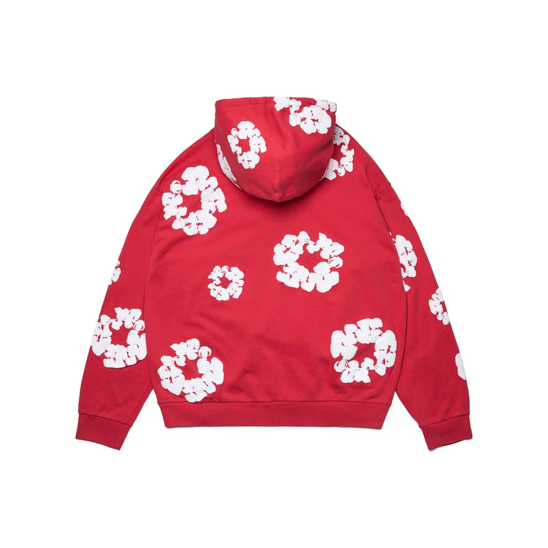 Denim Tears Cotton Wreath Puff Print Zip-Up Hoodie – Rot