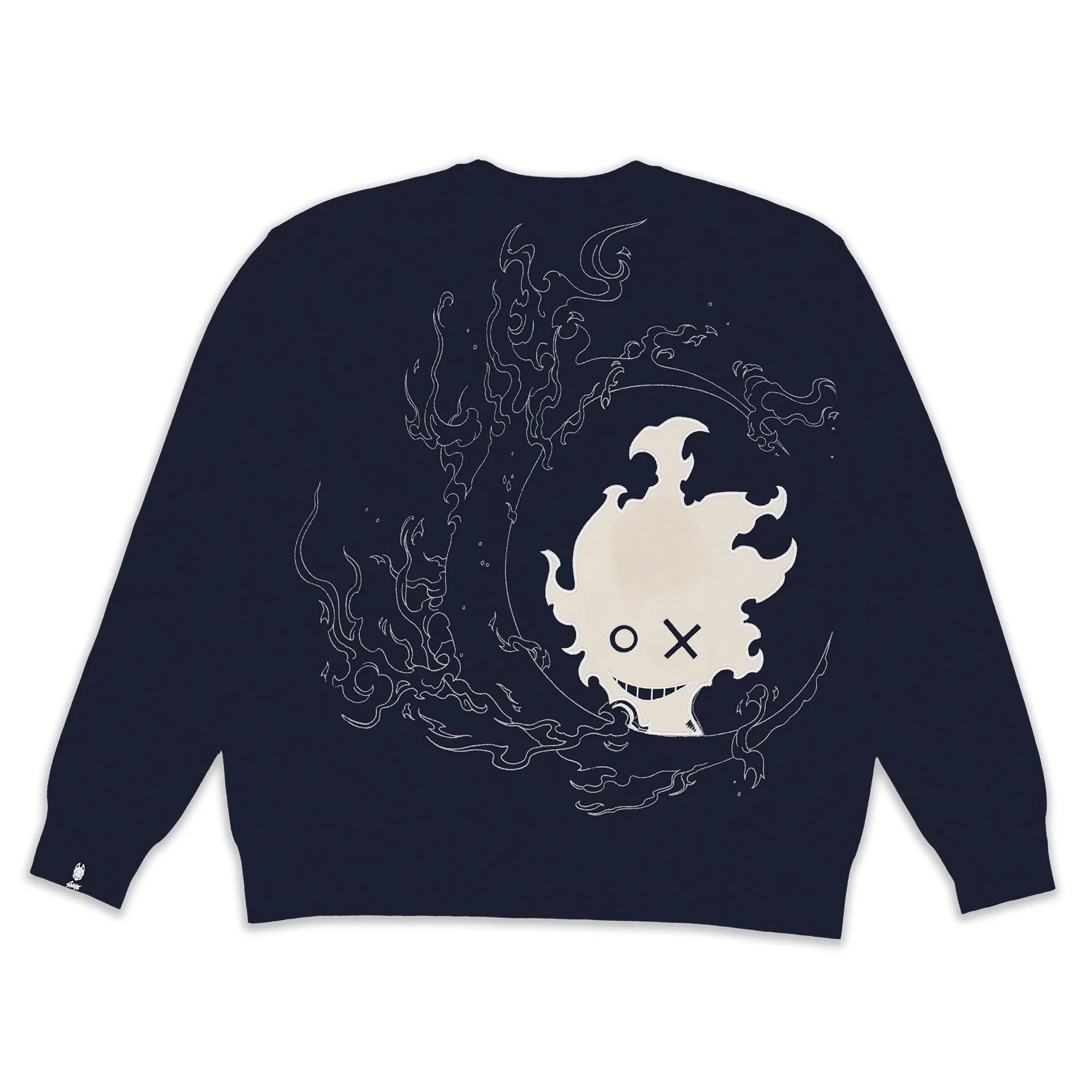 Anime Streetwear Sweatshirt „König der Zerstörung“ | Hochwertiges dunkelblaues Grafik-Crewneck-Sweatshirt