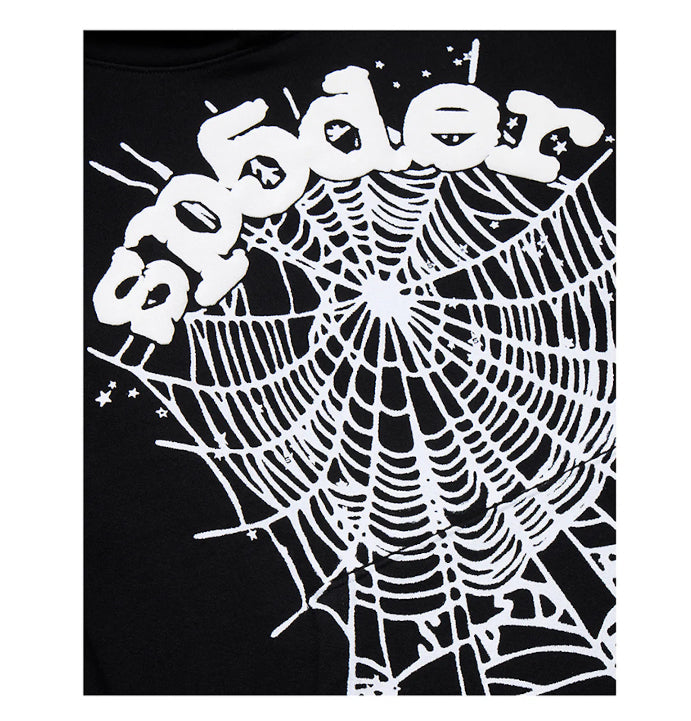 Sp5der “Webcore Noir” Hoodie – Black &amp; White 440GSM Heavyweight Oversized Streetwear Pullover