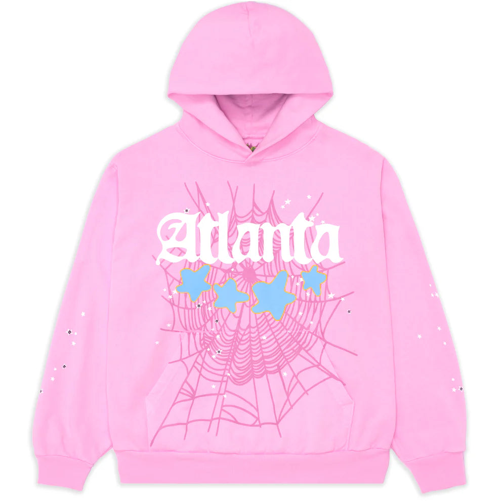 Sp5der Atlanta Hoodie – Pink 440GSM Heavyweight Y2K Streetwear Pullover