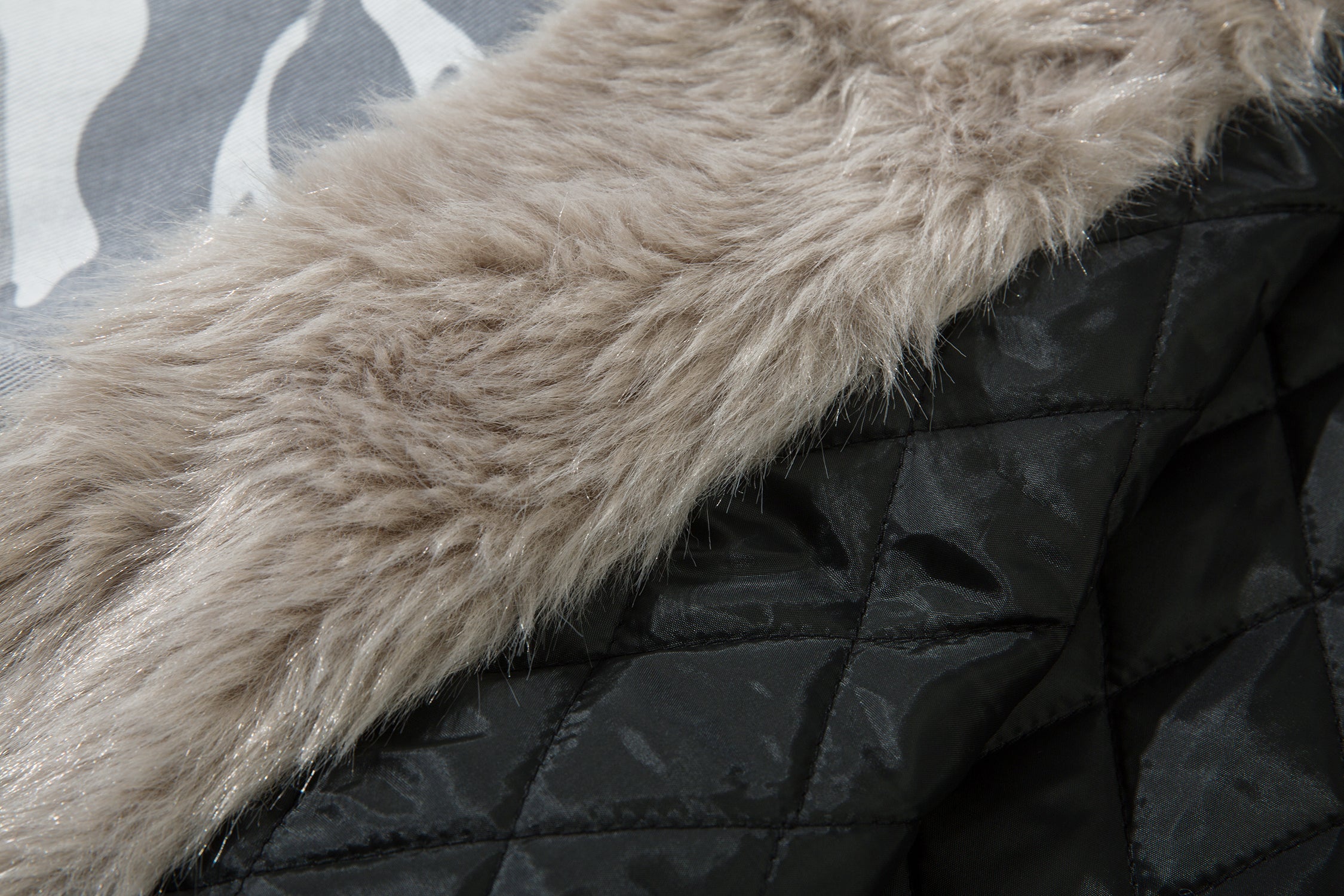 Grey Camo Faux Fur-Lined Hooded Bomber Jacket | SEAKOFF