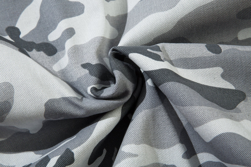 Grey Camo Faux Fur-Lined Hooded Bomber Jacket | SEAKOFF