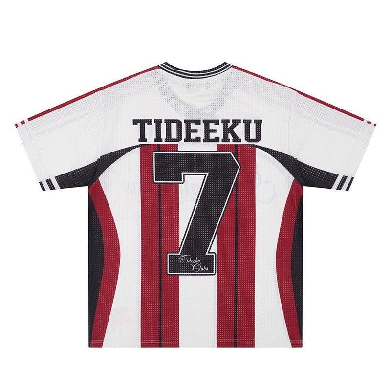 Tideeku No.7 Striped Mesh Football Jersey | Streetwear