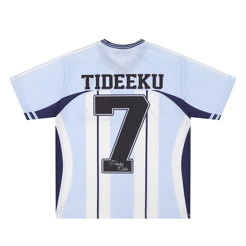 Tideeku No.7 Striped Mesh Football Jersey | Streetwear