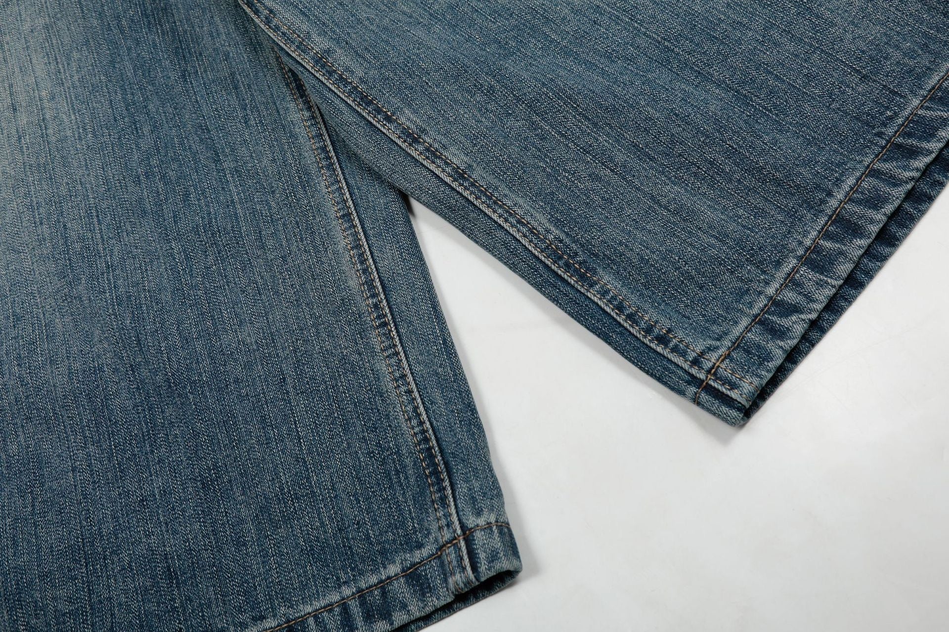 Wide-Leg Denim Shorts with Contrast Plaid Pocket | Charcoal Wash