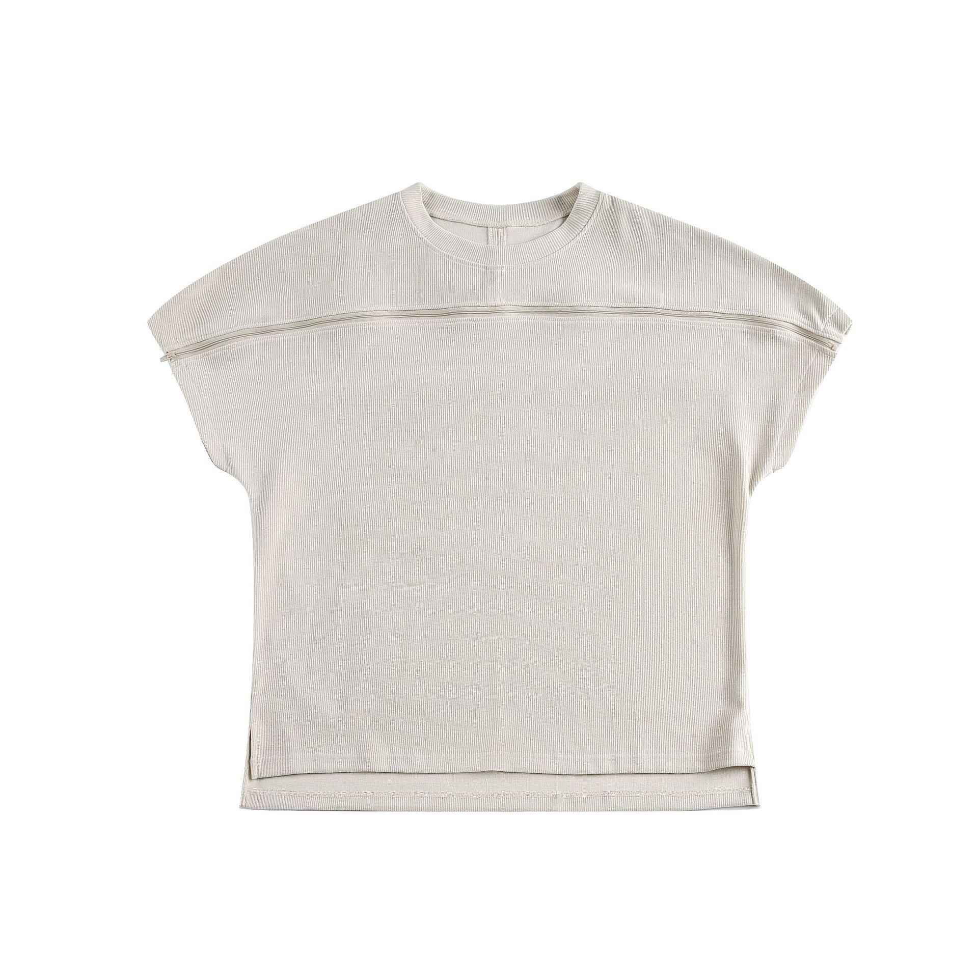 Layered Chest Panel Ribbed Tee | Structured Minimalist Top