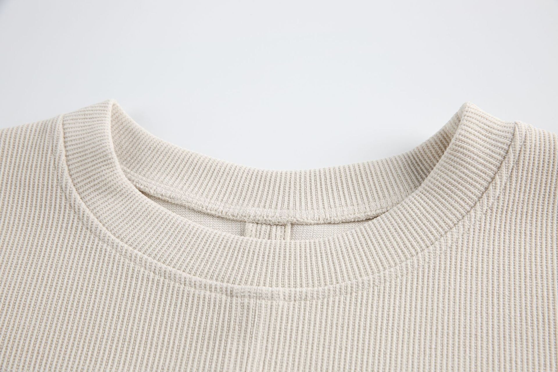 Layered Chest Panel Ribbed Tee | Structured Minimalist Top